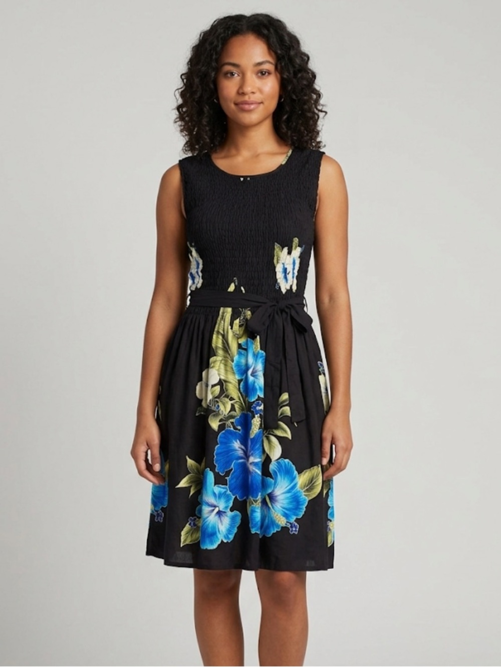 Black Tropical Floral Dress